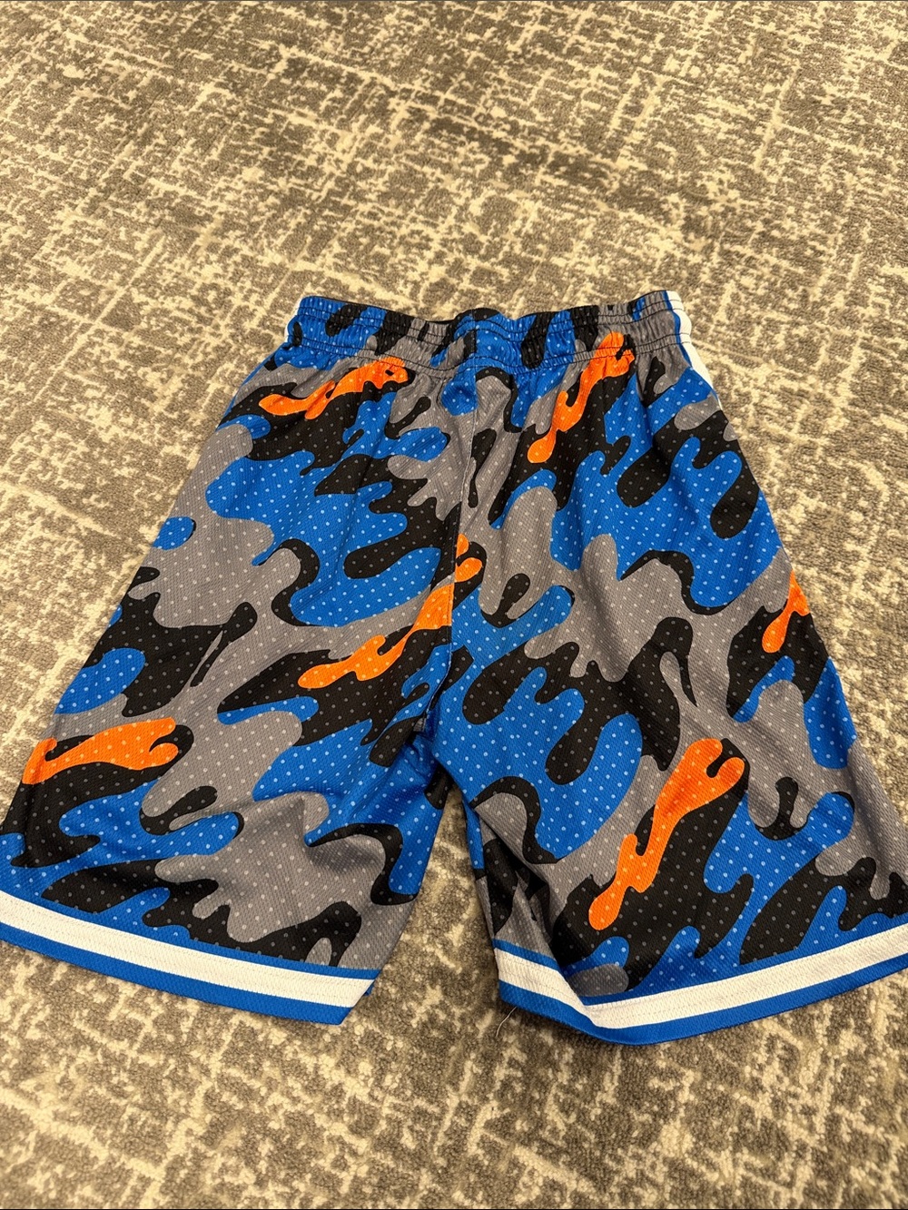 Flow Society Kids Blue & Gray Camo Athletic Shorts with Orange Accents - Picture 3 of 5